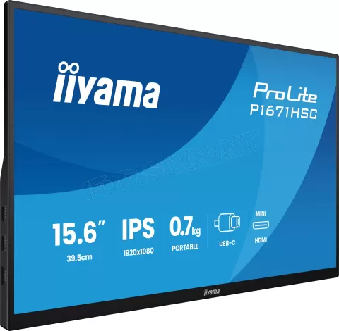 Photo de Ecran portable 16" Iiyama ProLite P1671HSC-B1 Full HD (Noir)