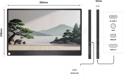Photo de Ecran portable tactile 13,3" JapanNext WUXGA JNMDIPS133WUXGAR (Noir)