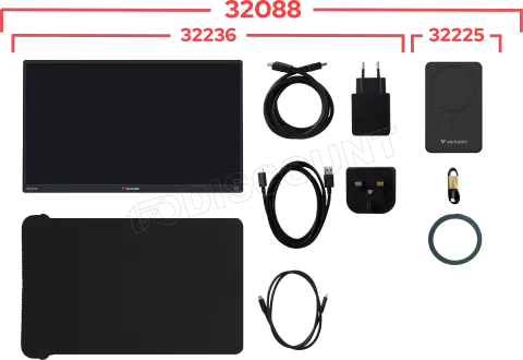 Photo de Ecran portable tactile 14" Verbatim PM-14 Full HD avec batterie externe intégré (Noir)