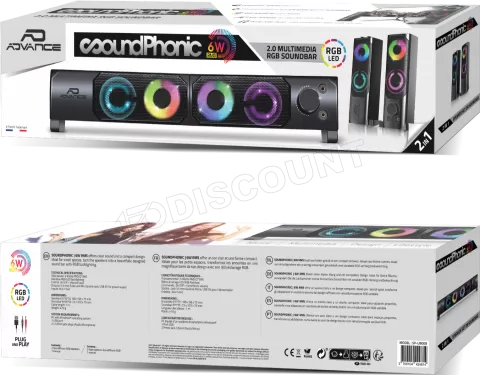 Photo de Enceintes 2en1 Advance SoundPhonic 2.0 RGB (Noir)