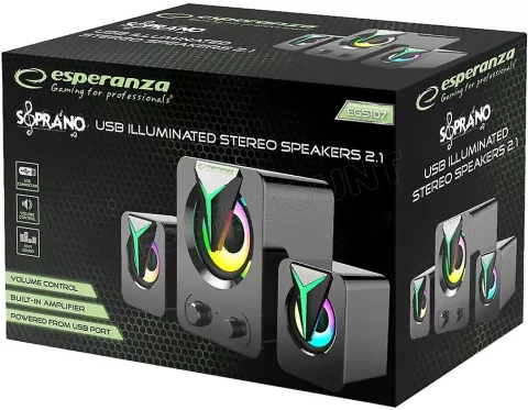 Photo de Enceintes Esperanza Rainbow Soprano 2.1 Led (Noir)