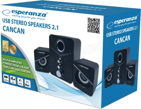 Photo de Enceintes Esperanza USB Cancan 2.1 (Noir)