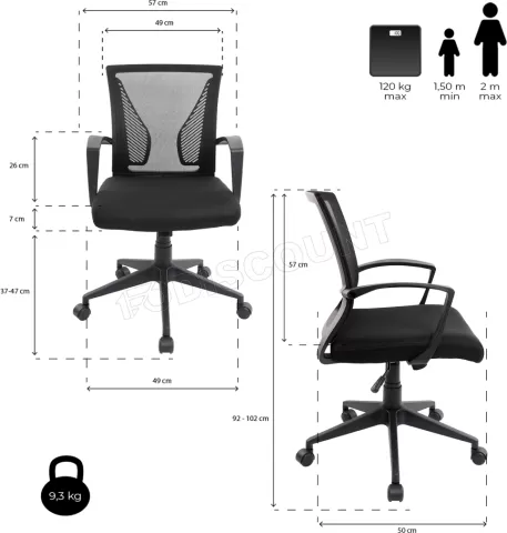 Photo de Fauteuil ergonomique Advance Aerolite (Noir)
