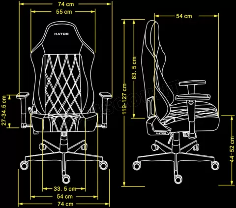 Photo de Fauteuil Hator Darkside 3  Fabric - Taille L (Noir)