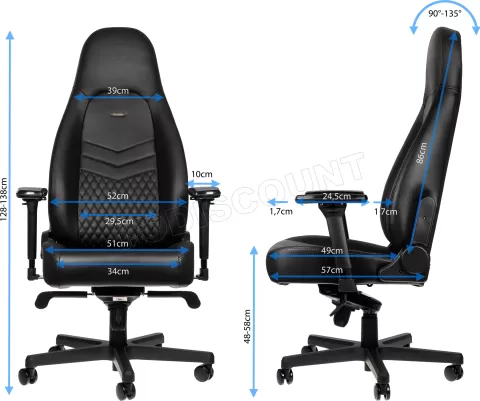Photo de Fauteuil Noblechairs Icon en Cuir véritable (Noir)