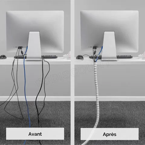 Photo de Gaîne Organisateur de câbles Fellowes CableZip 2mx20mm avec outil de pose (Blanc)