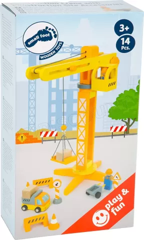 Photo de Grue de chantier avec ses accessoires en bois