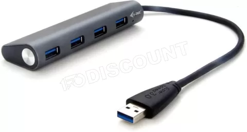 Photo de Hub 4x USB 3.0 alimenté I-Tec Metal Charging (Gris)