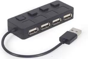 Photo de Hub USB 2.0 Gembird - 4 ports avec interrupteurs (Noir)