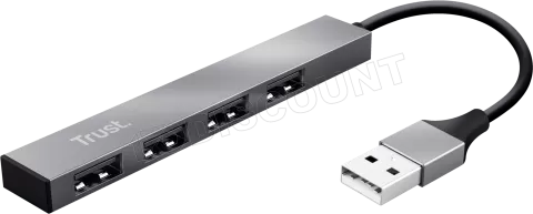 Photo de Hub USB 2.0 Trust Halyx - 4 ports (Gris)