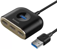 Photo de Hub USB 3.0 Baseus Square Round - 4 ports (Or/Noir)