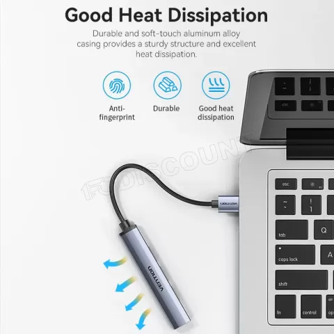 Photo de Hub USB 3.0 Vention - 4 ports 0.15m (Gris)