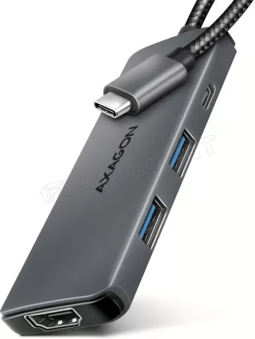 Photo de Hub USB-C 3.2 Axagon HMC-5H8K - 4 ports USB-A/C + 1 port HDMI (Gris)