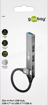 Photo de Hub USB-C 3.2 Goobay Slim - 4 ports (Gris)