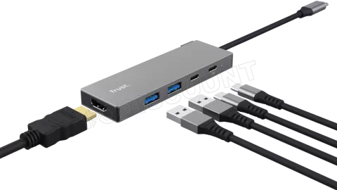 Photo de Hub USB-C 3.2 Trust Dalyx - 5 ports (Gris)