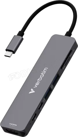 Photo de Hub USB-C 3.2 Verbatim Essentials - 7 ports (Gris)