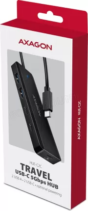 Photo de Hub USB-C Axagon HUE-C2C - 2x USB-A + 2x USB-C 0.19m (Noir)