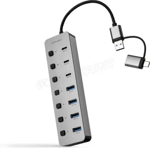 Photo de Hub USB-C / USB- A Nanocable - 7 ports (Gris)