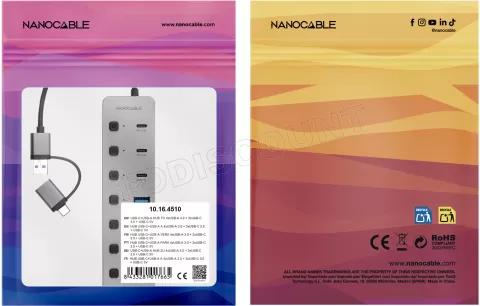 Photo de Hub USB-C / USB- A Nanocable - 7 ports (Gris)