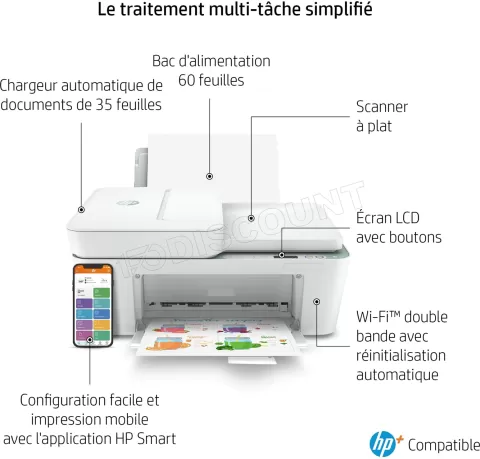 Photo de Imprimante Multifonction HP DeskJet 4122e (Blanc)