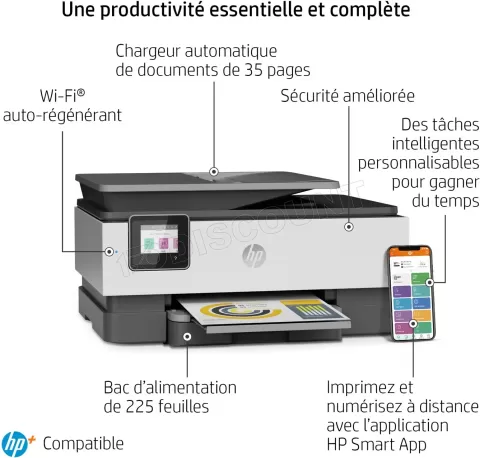 Photo de Imprimante Multifonction HP OfficeJet Pro 8022e (Noir/Blanc)