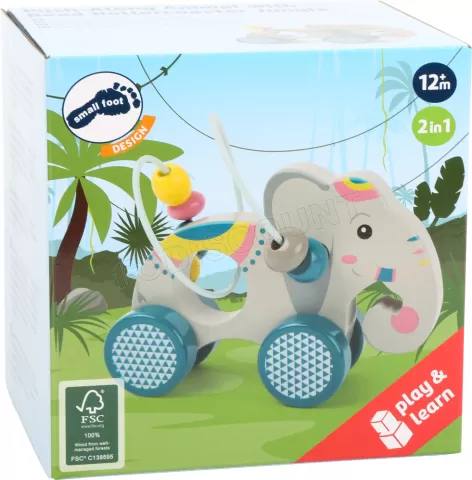 Photo de Jeu Éducatif Small Foot - Éléphant à pousser avec circuit de motricité