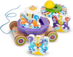 Photo de Jouet Melissa & Doug : Carrousel tournant à Tirer