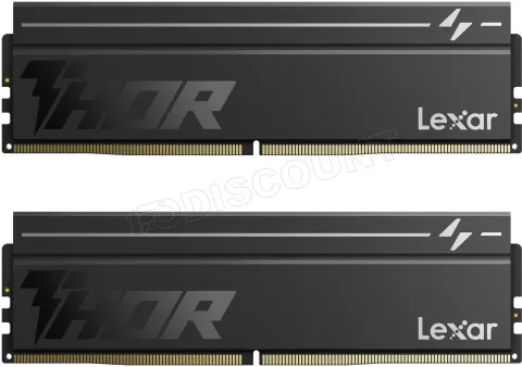 Photo de Kit Barettes mémoire 16Go (2x8Go) DIMM DDR5 Lexar Thor 2nd Gen 6000MHz CL38 (Noir)