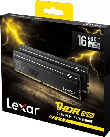Photo de Kit Barettes mémoire 16Go (2x8Go) DIMM DDR5 Lexar Thor 2nd Gen 6000MHz CL38 (Noir)
