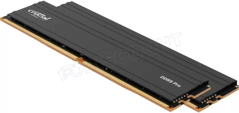 Photo de Kit Barrettes mémoire 128Go (2x64Go) DIMM DDR5 Crucial Pro 5600MHz (Noir)