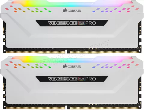 Photo de Kit Barrettes mémoire 16Go (2x8Go) DIMM DDR4 Corsair Vengeance Pro RGB  3000Mhz (Blanc)