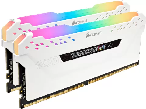 Photo de Kit Barrettes mémoire 16Go (2x8Go) DIMM DDR4 Corsair Vengeance Pro RGB  3600Mhz (Blanc) optimisé Intel