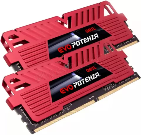 Photo de Kit Barrettes mémoire 16Go (2x8Go) DIMM DDR4 GeIL Evo Potenza 3200Mhz (Rouge)