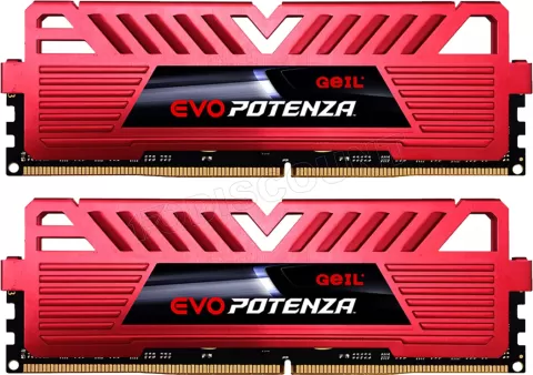 Photo de Kit Barrettes mémoire 16Go (2x8Go) DIMM DDR4 GeIL Evo Potenza 3200Mhz (Rouge)