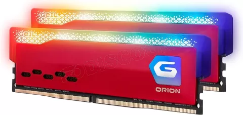 Photo de Kit Barrettes mémoire 16Go (2x8Go) DIMM DDR4 GeIL Orion RGB 3200Mhz AMD (Rouge)