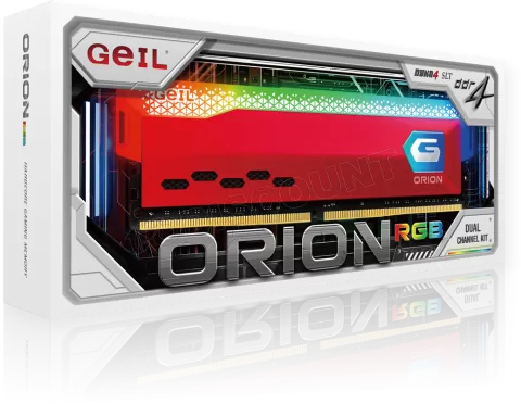 Photo de Kit Barrettes mémoire 16Go (2x8Go) DIMM DDR4 GeIL Orion RGB 3600Mhz (Noir)