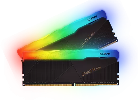 Photo de Kit Barrettes mémoire 16Go (2x8Go) DIMM DDR4 Klevv Cras X RGB  3600Mhz (Noir)