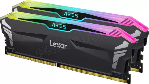 Photo de Kit Barrettes mémoire 16Go (2x8Go) DIMM DDR4 Lexar Ares RGB  3600Mhz (Noir)