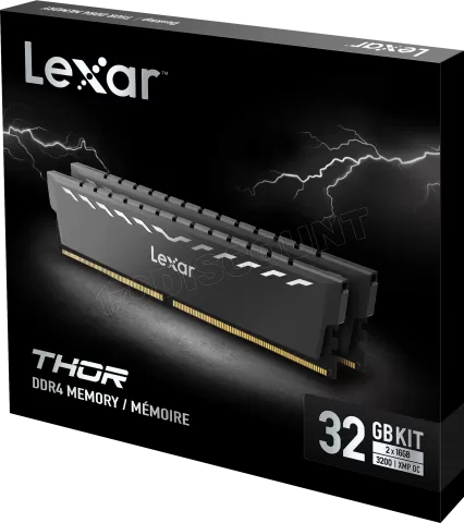 Photo de Kit Barrettes mémoire 16Go (2x8Go) DIMM DDR4 Lexar Thor 3600Mhz (Noir)