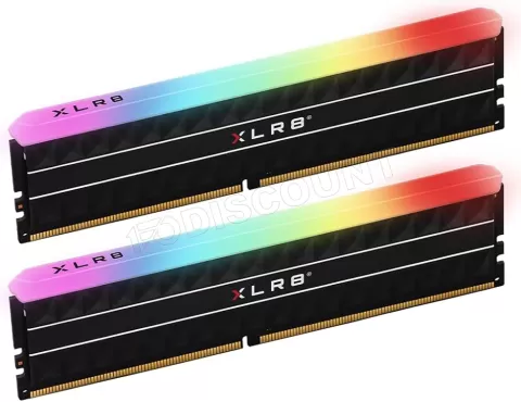 Photo de Kit Barrettes mémoire 16Go (2x8Go) DIMM DDR4 PNY XLR8 Gaming Rev RGB  3600Mhz (Noir)