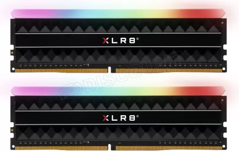 Photo de Kit Barrettes mémoire 16Go (2x8Go) DIMM DDR4 PNY XLR8 Gaming Rev RGB  3600Mhz (Noir)