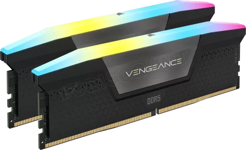 Photo de Kit Barrettes mémoire 16Go (2x8Go) DIMM DDR5 Corsair Vengeance RGB  5200MHz CL40 (Noir)