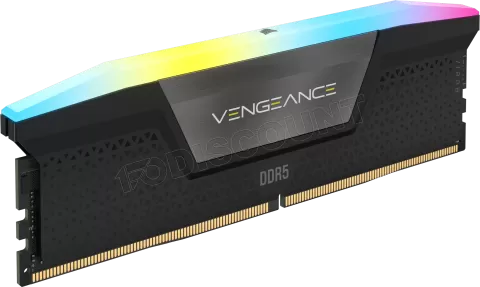 Photo de Kit Barrettes mémoire 16Go (2x8Go) DIMM DDR5 Corsair Vengeance RGB  5200MHz CL40 (Noir)
