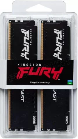 Photo de Kit Barrettes mémoire 16Go (2x8Go) DIMM DDR5 Kingston Fury Beast 5600MHz CL36 (Noir)