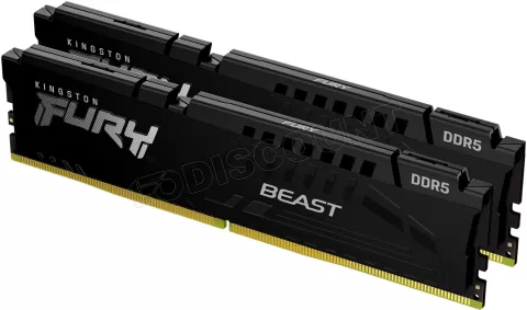 Photo de Kit Barrettes mémoire 16Go (2x8Go) DIMM DDR5 Kingston Fury Beast 6000MHz (Noir)