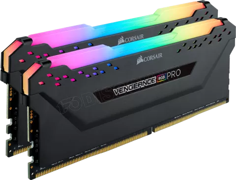 Photo de Kit Barrettes mémoire 32Go (2x16Go) DIMM DDR4 Corsair Vengeance Pro RGB  3000Mhz (Noir)