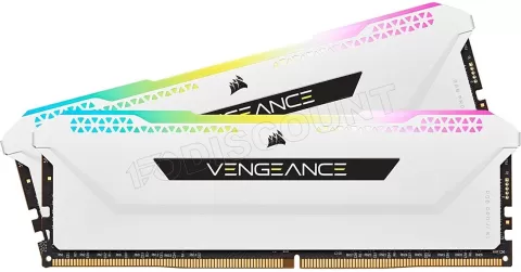 Photo de Kit Barrettes mémoire 32Go (2x16Go) DIMM DDR4 Corsair Vengeance Pro SL RGB 3600Mhz (Blanc)