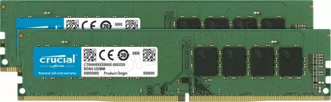 Photo de Kit Barrettes mémoire 32Go (2x16Go) DIMM DDR4 Crucial  2400Mhz (Vert)