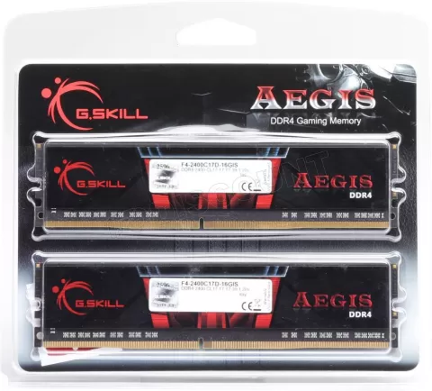 Photo de Kit Barrettes mémoire 32Go (2x16Go) DIMM DDR4 G.Skill Aegis  3000Mhz (Noir et Rouge)