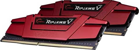 Photo de Kit Barrettes mémoire 32Go (2x16Go) DIMM DDR4 G.Skill RipJaws V  2400Mhz (Rouge)